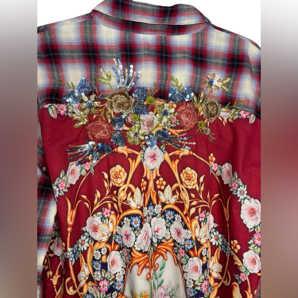 Aratta Silent Journey Mixed Fabric Embroidered Embellished Tunic Top Large - Picture 7 of 11